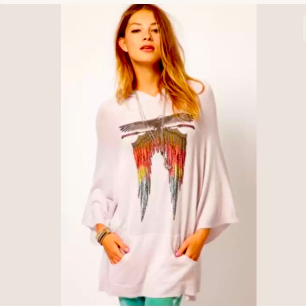#B14—-Wildfox hooded feather eagle poncho